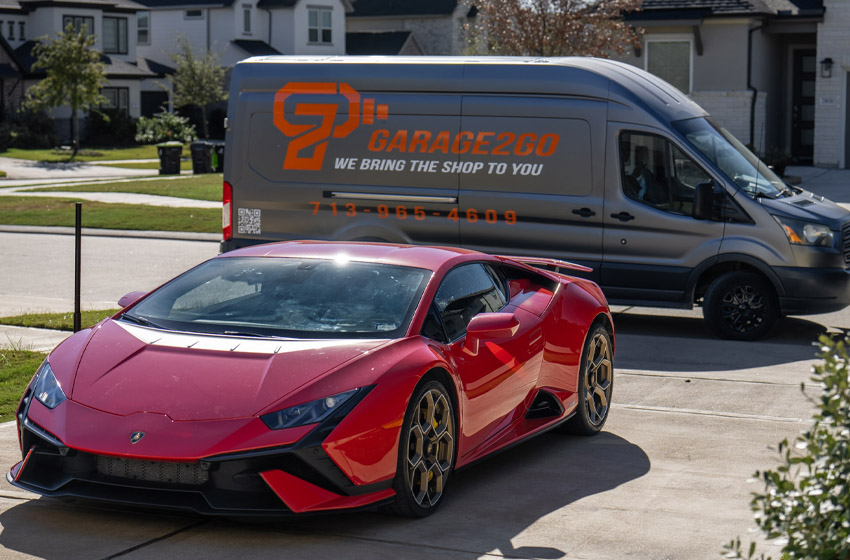 Garage2Go pulling up to work on a luxury vehicle